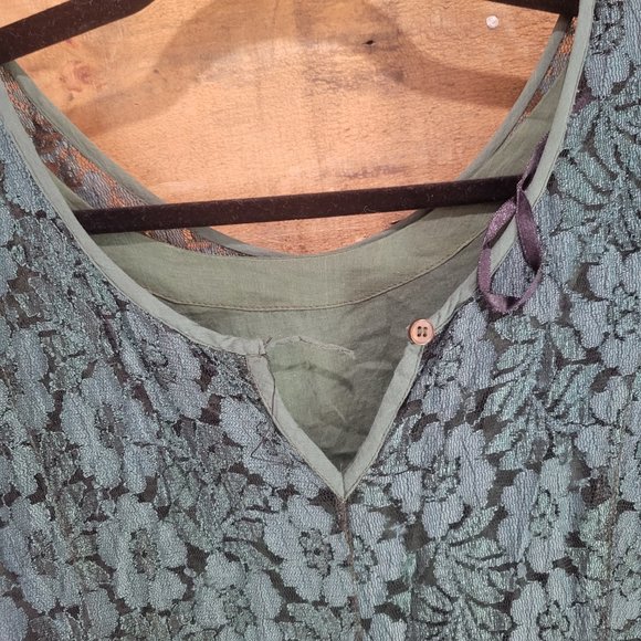 Vintage forest green lace dress with cotton slip - Picture 6 of 9